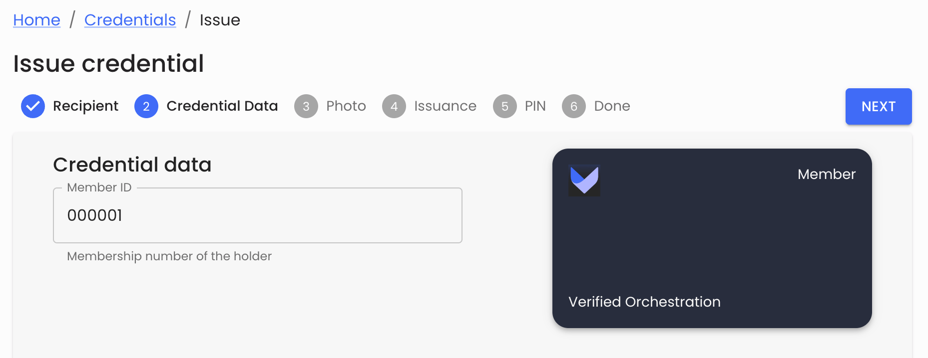 Credential data
