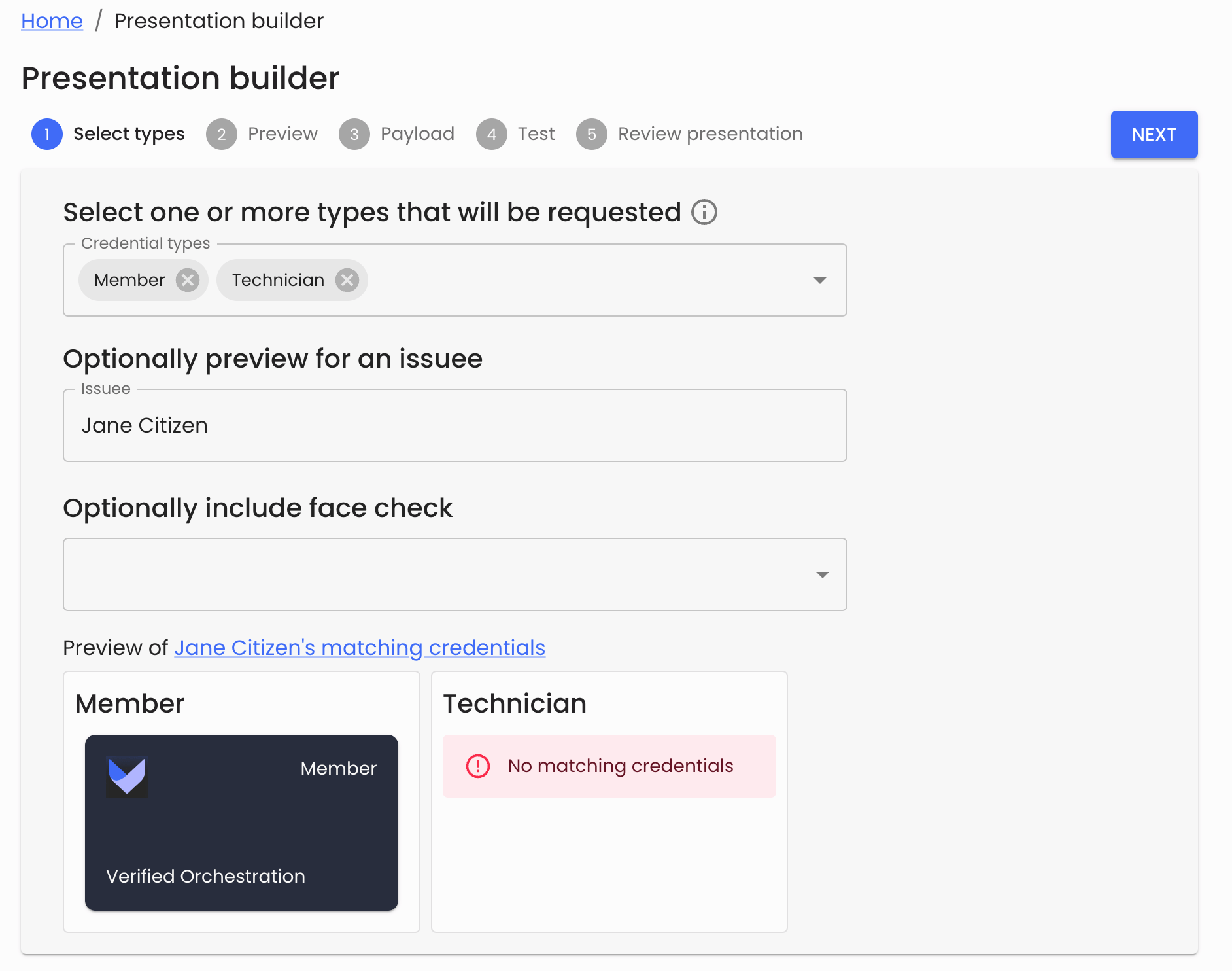 Presentation multiple types
